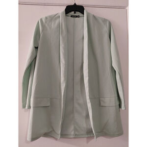 Ladies Boohoo Size 12 Open Front Lightweight Blazer Jacket Green Long Sleeve EUC
